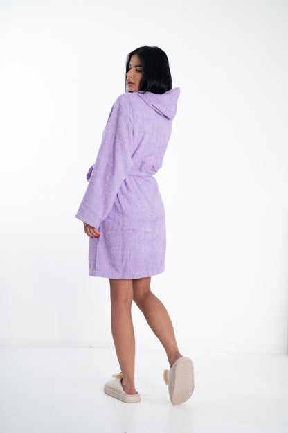 Ženski bademantil od frotira-LJUBIČASTA BOJA